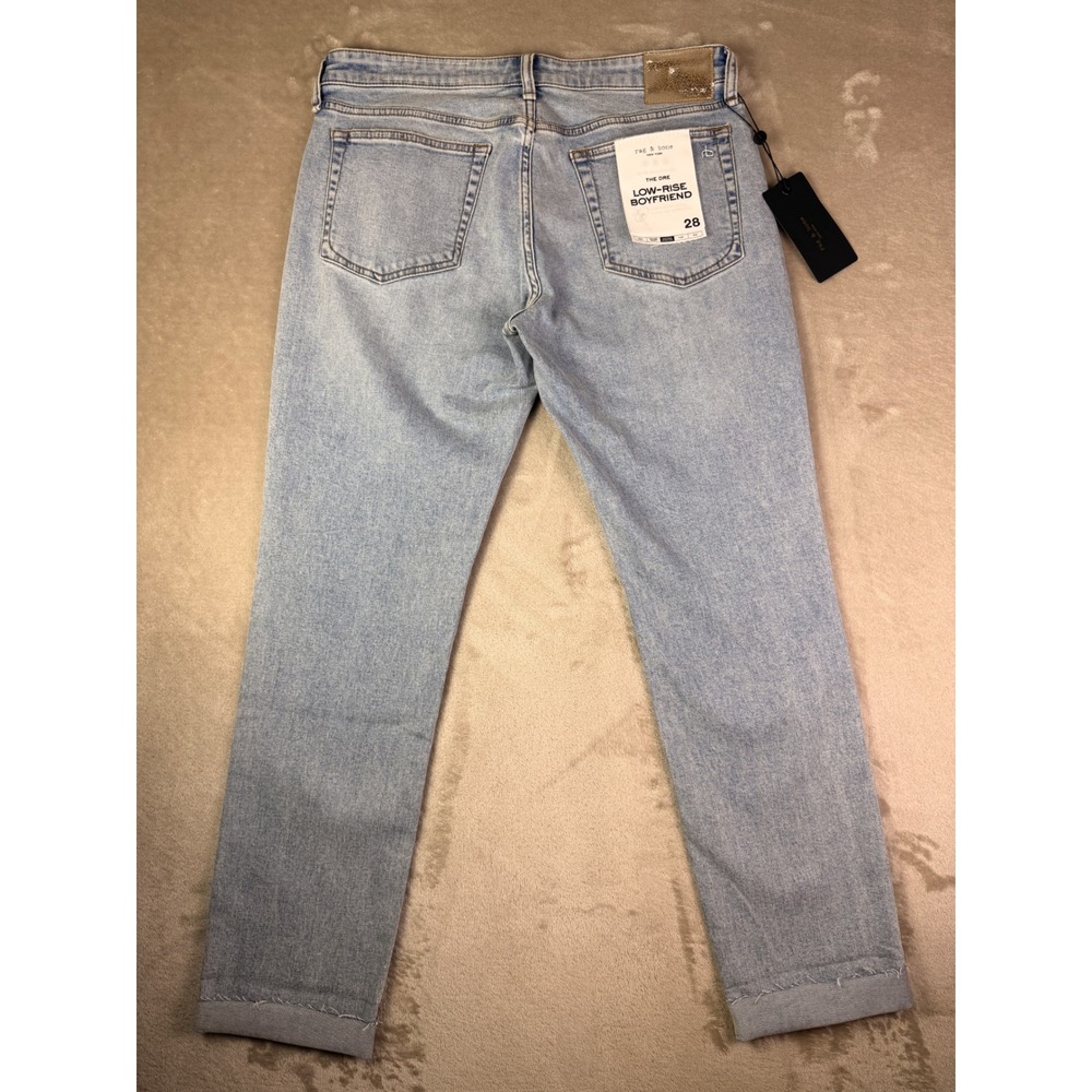 New Rag & Bone Size 28 The Dre Low-Rise Slim Boyfriend Jeans Daphne Blue Denim - Picture 5 of 12